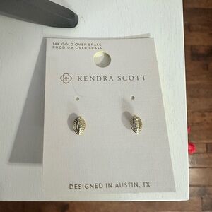 New Kendra Scott gold over brass football Stud Earrings